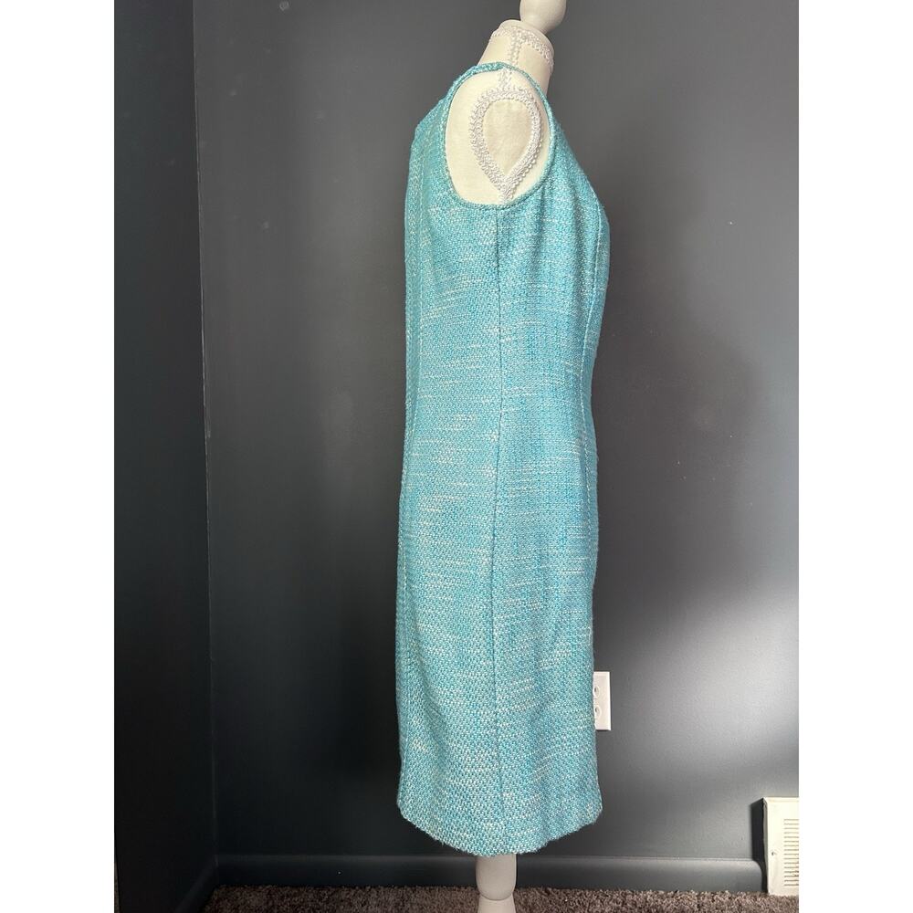 Talbots Sleeveless Dress Teal Tweed Summer Spring Coastal Preppy Classic 12P - Picture 5 of 13